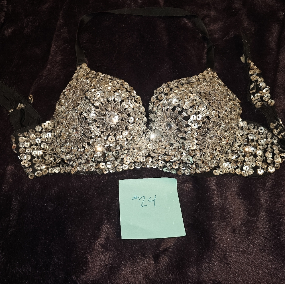 Silver Sequin Bra Costume - image 1
